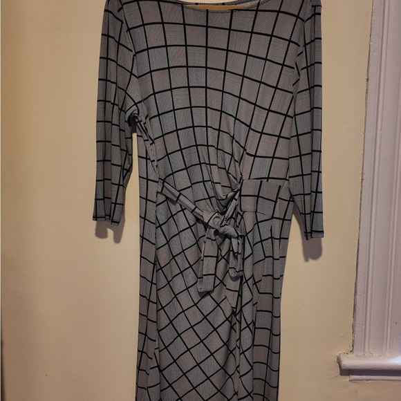 Ann Taylor Square Print Dress Size L, Elegant Career Office Lagoonlook Chic - Picture 6 of 9